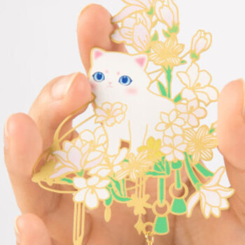 奉旨故宫文创 宫猫花影-十二花神故宫猫书签1个 黄铜金属创意 学生生日毕业礼物  二月玉兰	