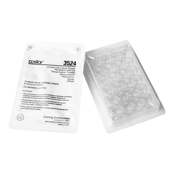 康宁 一次性塑料细胞培养板细菌微孔板平底ELISA酶标板生物实验室圆孔培养皿板 【灭菌】24孔平底带盖 3524