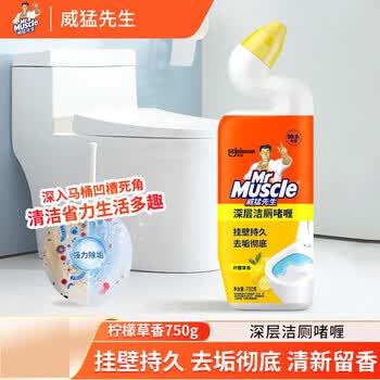 威猛先生（Mr Muscle） 深层净力洁厕啫哩（柠檬草香）马桶除菌去垢留香家用 750g*2瓶