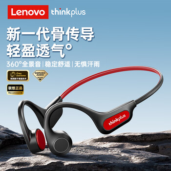 联想（Lenovo）蓝牙耳机真无线半入耳式 超长续航通话降噪重低音游戏低延迟苹果华为适用 thinkplus黑色