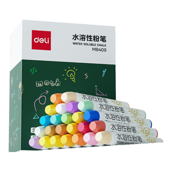 得力（deli）24支彩色水溶性粉笔无毒无粉尘粉笔环保教师专用教学黑板报专用绘画涂鸦可湿擦幼儿儿童画板涂鸦