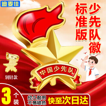 迪麦佳 【开学季】标准队徽京东自营校徽队徽胸章小学生别针磁扣款立体火炬队徽 立体队徽别针款 3枚装