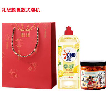 奥妙（OMO）礼袋款 洗洁精480G 柠檬去油+麻辣萝卜干酱腌菜230克 下饭菜