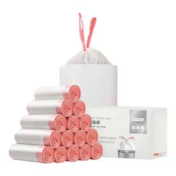 京东京造 抽绳式垃圾袋50*55cm*300只 12μ1.2丝 手提厨房家用加厚大号