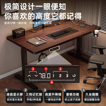 盛浪实木电动升降桌电脑桌学习桌书桌智能家用办公桌电竞桌子A1-147 盛浪实木电动升降桌电脑桌学习桌书桌智能家用办公桌电竞桌子A1-147