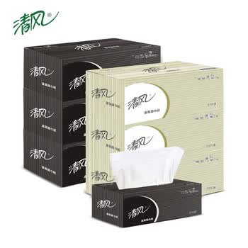 清风原木抽取式纸巾 卫生间手纸面巾纸商务家用 36盒/箱 B338A2 V