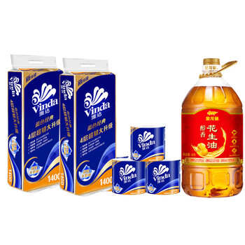 金龙鱼【卷纸+食用油】V4069卷纸10卷*2提+醇香花生油4L 员工福利