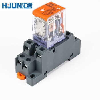 汇君 中间电磁继电器直流12v24v交流220v继电器带底座8脚14脚 大脚8脚继电器标准型 DC24V 带底座