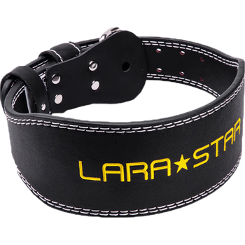 劳拉之星牛皮健身腰带男硬拉深蹲运动专业力量举重训练护腰带 黑色宽版L