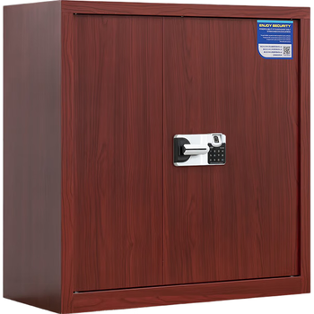 尔迈 保密柜国保指纹锁保险柜办公矮柜 红色木纹 单节内二斗