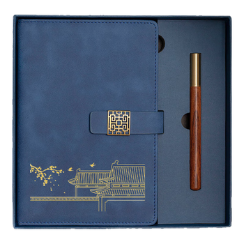 SSBA 2520宫廷风-蓝色【2号蓝色礼盒2件套+桃木笔】故宫文创笔记本礼品商务记事本高档伴手礼