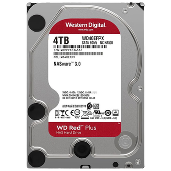 西部数据NAS机械硬盘 WD Red Plus 西数红盘 4TB 5400转 256MB SATA CMR 网络存储 3.5英寸 