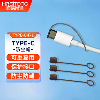 恒瑞斯通Type-C接口公头防尘帽 防尘盖 手机防尘防潮防氧化带皮套防丢款 透黑2个