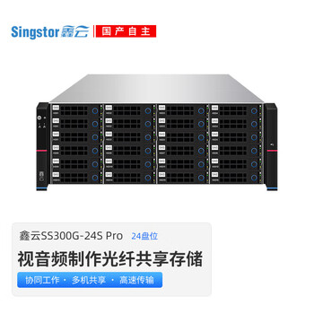 SingstorSS300G-24S Pro 磁盘阵列音视频制作万兆高速共享网络存储 五年质保 标配 整机240TB