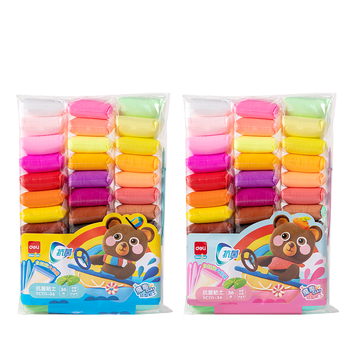 得力36色超轻粘土自封袋独立装黏土彩泥橡皮泥玩具美术手工DIY太空沙儿童文具生日毕业儿童节开学礼物