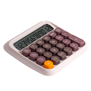 得力 圆点高按键语音计算器 12位数字宽屏显示 高颜值学生/办公用品 珊瑚色TE26