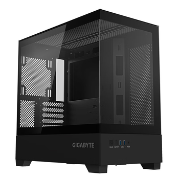 技嘉（GIGABYTE）破空C201G全景式上下分仓机箱熏黑钢化玻璃侧透兼容顶置360/侧240水冷散热 快拆防尘滤网 黑M-ATX
