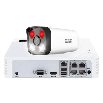 HIKVISION海康威视摄像头监控套装1路200万红外全彩摄像机室内室外网线供电语音对讲2T硬盘K22H-LT
