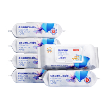京东京造极地花杀菌湿巾80片*6包 99.9%杀菌卫生湿纸巾 加大加厚医护级
