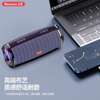 纽曼（Newsmy）蓝牙音箱无线音箱便携式户外家用电脑桌面迷你重低音炮全屏炫彩小音响微信收款音乐播放器BT33黑色