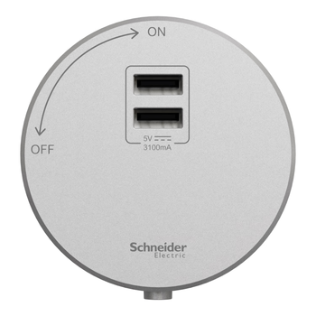 施耐德电气轨道插座插线板接线板拖线板建议搭配银/黑轨道2USB口适配器银色