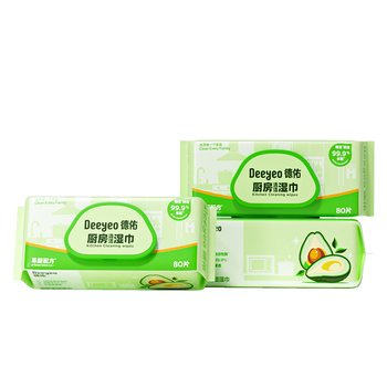 德佑厨房湿巾80抽*3包 加大加厚去油污擦吸油烟机湿纸巾不伤手
