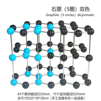 舜江晶体晶胞结构模型 高中选修三无机结构大学化学晶系堆积空间构型 石墨晶胞结构模型（双色5圈）