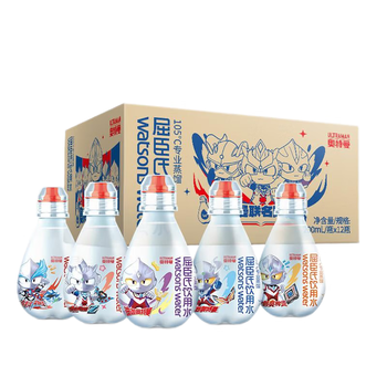 屈臣氏儿童水奥特曼款蒸馏水纯净水200mL*12瓶整箱小水赠随机徽章