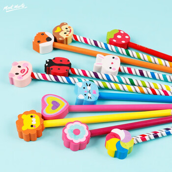 蒙玛特卡通铅笔彩铅儿童可爱铅笔带大头橡皮HB幼儿园小奖品出游24支MMKC0196文具礼盒女孩生日礼物