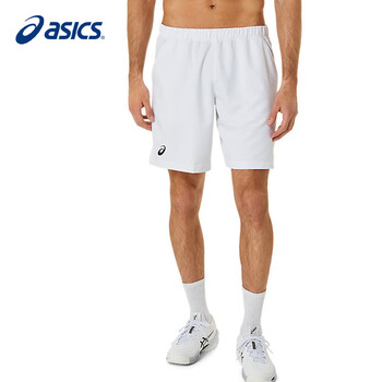 亚瑟士（asics）男式透气速干运动跑步法网9英寸短裤男 2041A261-100法网白色 L