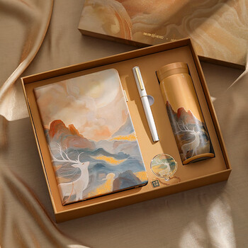 英雄（HERO）宝珠笔 新年礼物敦煌丝绸之路古风国潮复古简约会议笔记本书签水杯套装瓷白色