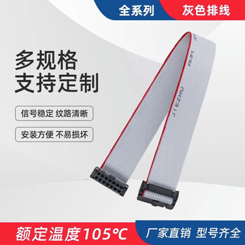 汇君 FC扁平灰色排线IDC2.54mm双头电缆AVR连接线TAG下载线 26P（2*13P） 1M