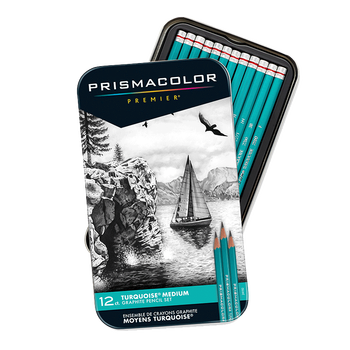 霹雳马霹雳马绿松石石墨素描铅笔套装12支硬质学生素描艺术写生手绘美国三福霹雳马美术写生