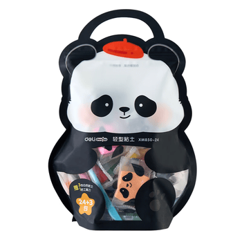 得力（deli）熊猫袋装粘土24色幼儿园黏土彩泥橡皮泥美术手工DIY玩具儿童男孩女孩生日毕业礼物