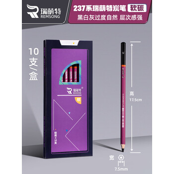 瑞萌特炭笔软炭美术生专用素描炭笔绘画笔速写硬炭学生联考素描炭笔铅笔瑞蒙特软炭笔官方初学者炭笔