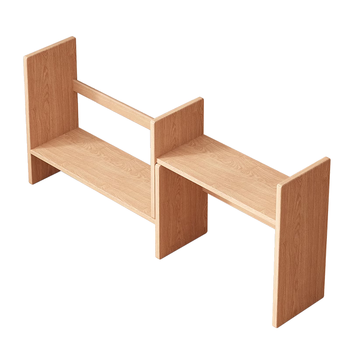 小匠材简易书架实木桌面置物架储物收纳架办公桌上立式可伸缩书架原木色