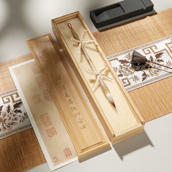 玉水湖玉羊兼毫毛笔高档纯牛角中楷笔书法楷书中楷行书草书隶书狼豪文房礼盒送人 白霜兼毫小