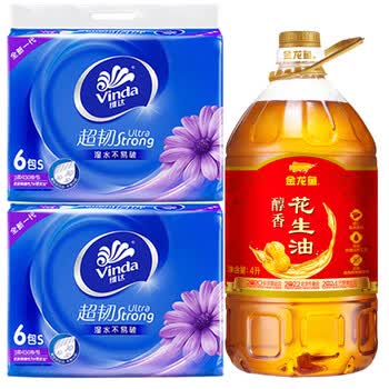 金龙鱼【抽纸+食用油】V2239抽纸130抽6包*2提+醇香花生油4L 企业团购