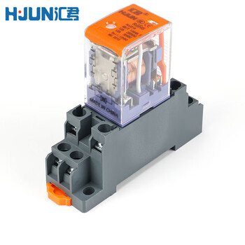 汇君 中间电磁继电器直流12v24v交流220v继电器带底座8脚14脚 小脚8脚继电器标准型 DC12V带底座