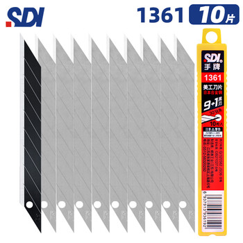 SDI手牌美工刀片汽车贴膜专用壁纸裁纸皮革进口小号尖角30度披锋修边刀片1361 10片