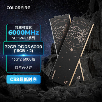 COLORFIRE七彩虹32GB(16G*2)6000 DDR5 台式机内存条 天蝎座 马甲条 C38