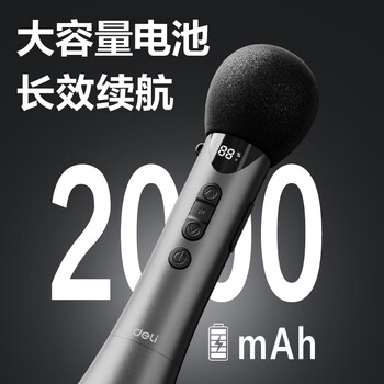 得力（deli）15w大功率k歌麦克风音响一体手持麦克风无线小蜜蜂扩音器喇叭教学导游演讲咪教师生日礼物黑