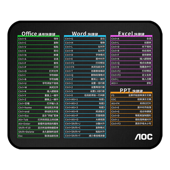 AOC全属性系列电竞游戏鼠标垫小号300*250*3mm加厚锁边办公键盘电脑书桌垫M104/93快捷键黑色