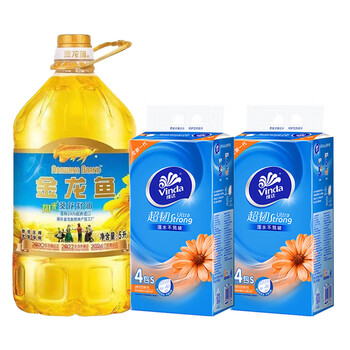 金龙鱼【抽纸+食用油】V2223抽纸120抽4包*2提+阳光葵花籽油5L 团购送礼