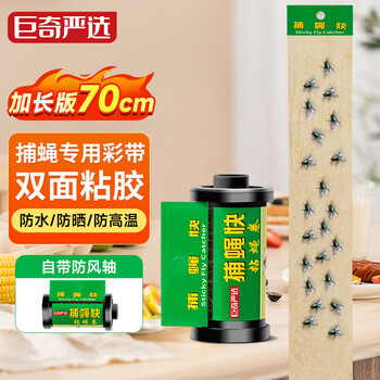 巨奇正金粘蝇彩带粘蝇板粘蝇条贴纸粘蝇子卷灭蝇药苍蝇纸苍蝇贴10个装