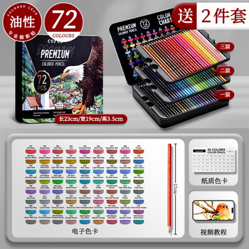 马格利特彩铅美术生专用油性彩色铅笔绘画彩铅笔画画动漫初中生专用多色可擦彩笔小学生美术水溶性画笔72色