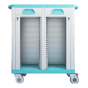 中伟ABS病历夹推车病历车病历柜子加厚豪华静音小推车双排双抽50本