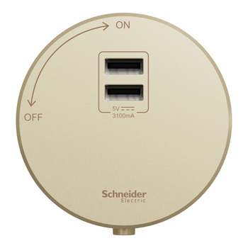 施耐德电气轨道插座/插线板/插排接线板可搭配金/黑轨道 2USB口适配器金色