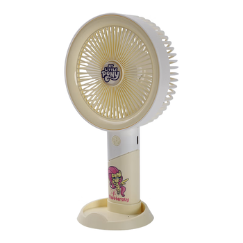 欧利文小风扇桌面床上用手持静USB充电低音三档带底座 便携式迷你大风力办公室宿舍风宝 小马宝莉黄色
