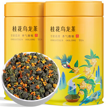 福茗源茶叶花草茶 桂花乌龙茶 花香冷泡茶三角袋泡水喝花果茶包罐装125g